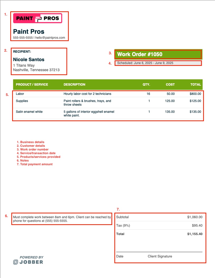  image of painting work order template